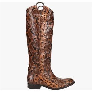 Frye tall Melissa harness snake skin pull on boots size 5 like new worn once